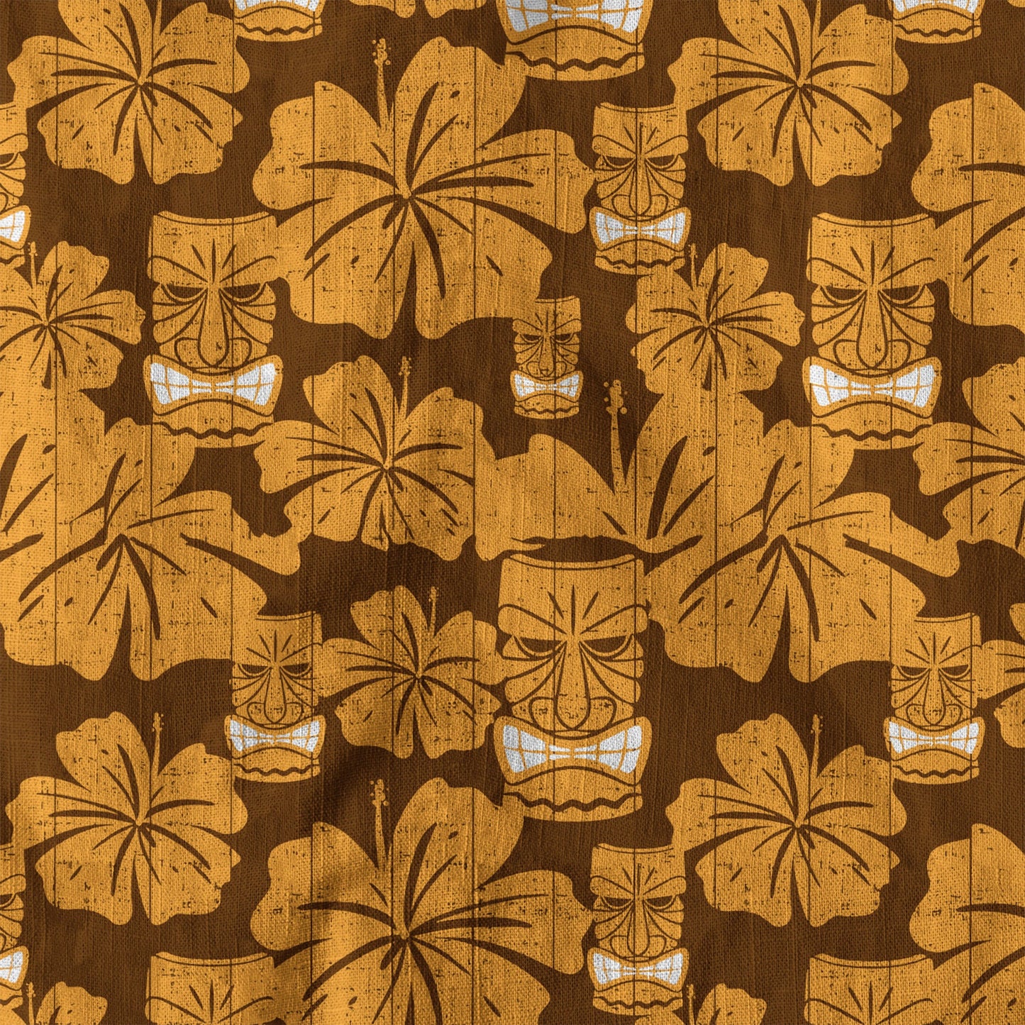 Tiki Mask Pattern Hawaiian Shirt, Tribal Tiki Hibiscus Pattern Hawaiian Shirt