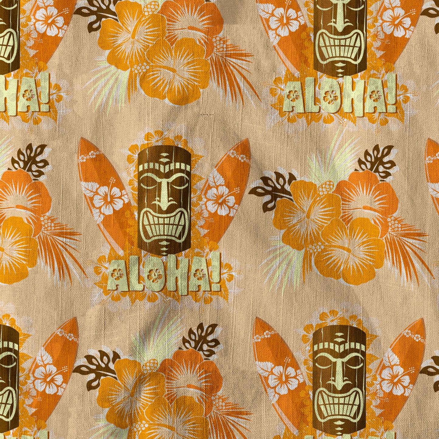 Tiki Mask Pattern Hawaiian Shirt, Tribal Tiki Hibiscus Hawaiian Shirt
