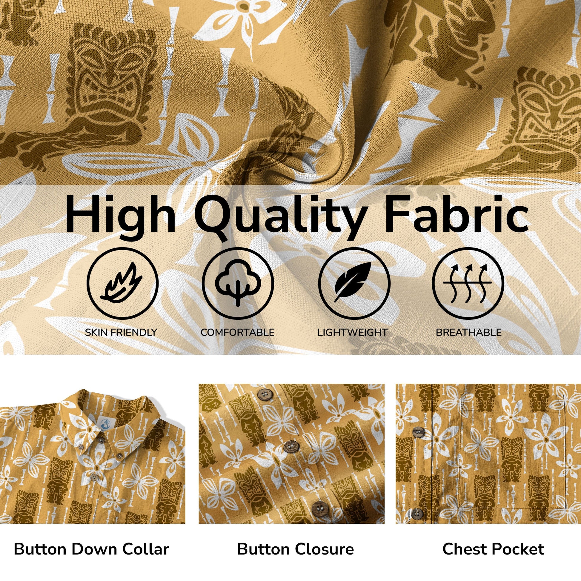 Tiki Mask Pattern Hawaiian Shirt, Tribal Tiki Hibiscus Hawaiian Shirt