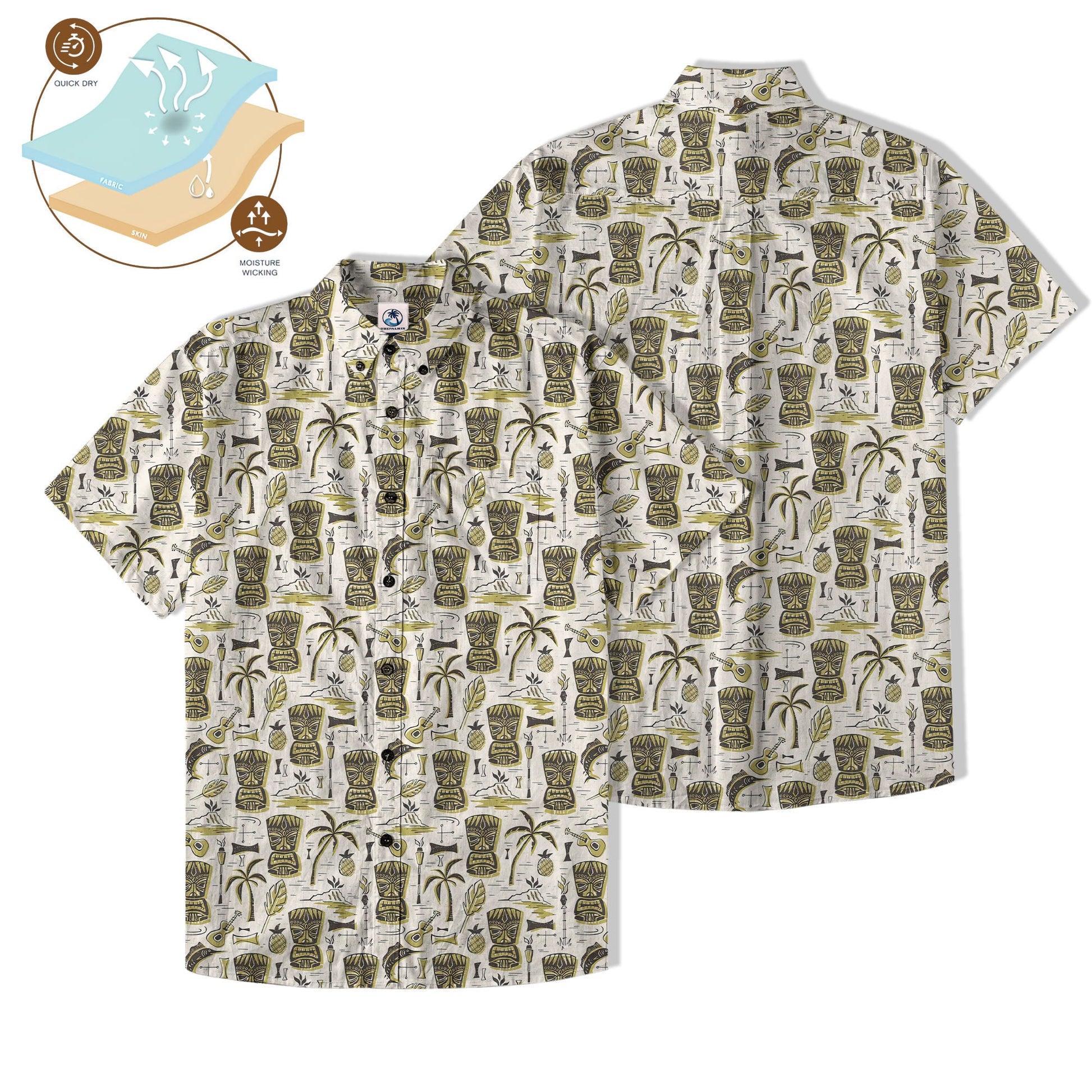Retro Mid Century Modern Tiki Hawaii Shirt, Tropical Tiki Hawaii Shirt