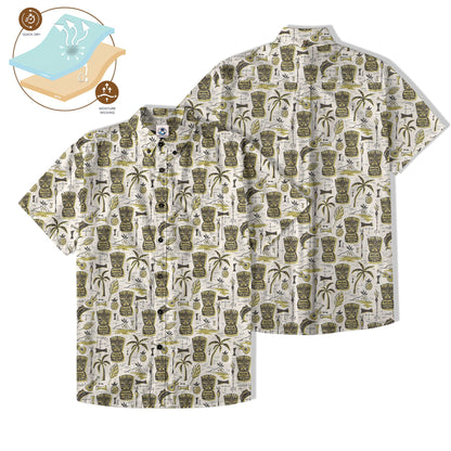 Retro Mid Century Modern Tiki Hawaii Shirt, Tropical Tiki Hawaii Shirt