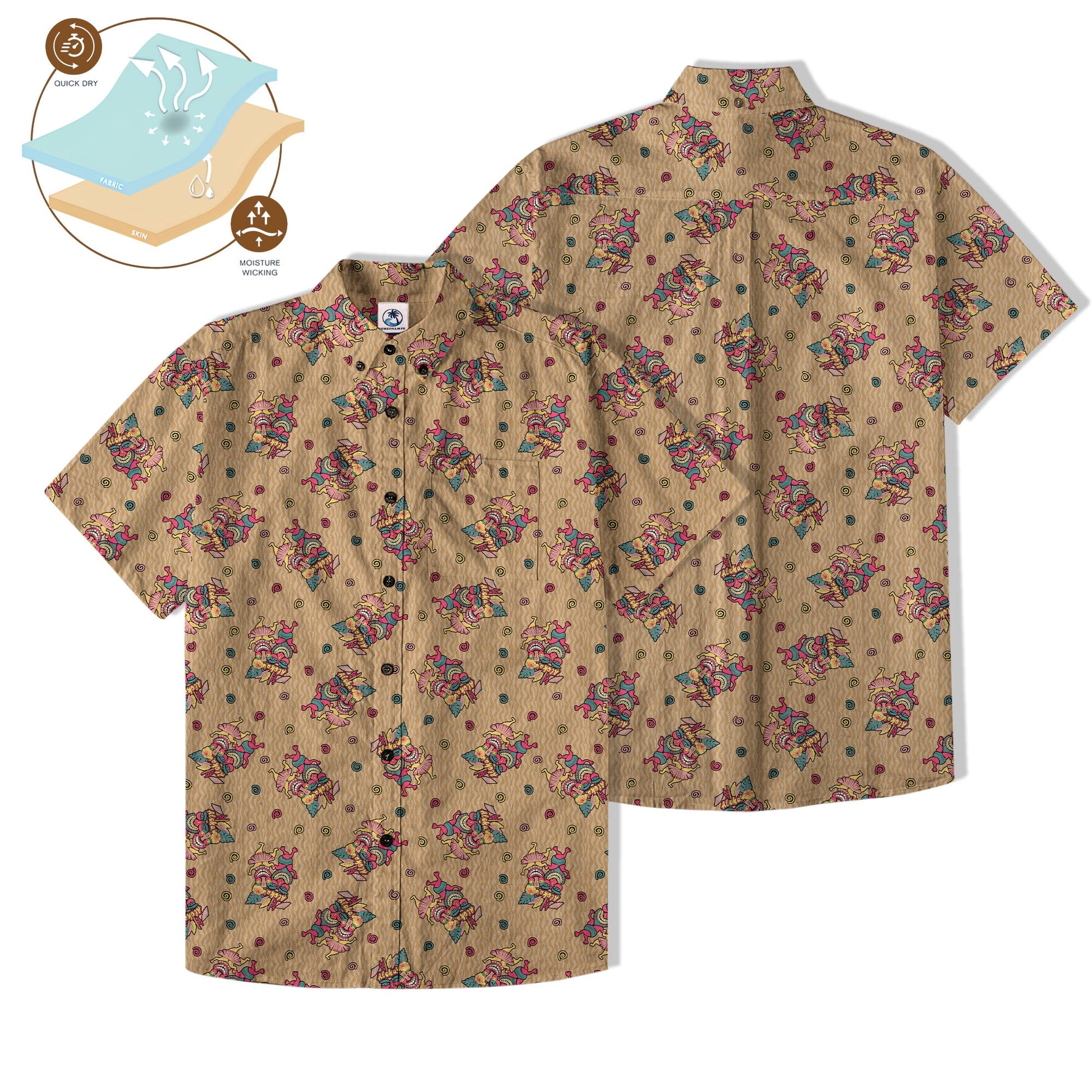 Hula Dancing Tiki Hibiscus Flower Hawaii Shirt