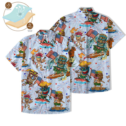 Tiki Mask Independence Day - Cotton Hawaii Shirt