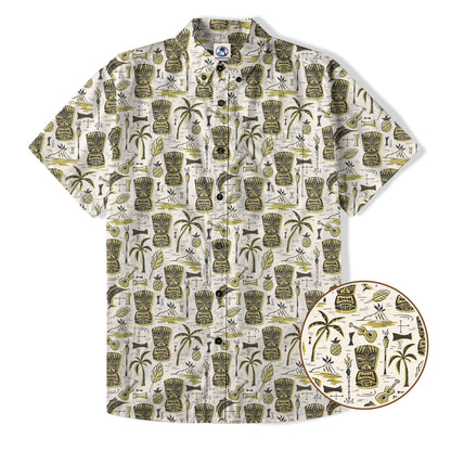 Retro Mid Century Modern Tiki Hawaii Shirt, Tropical Tiki Hawaii Shirt