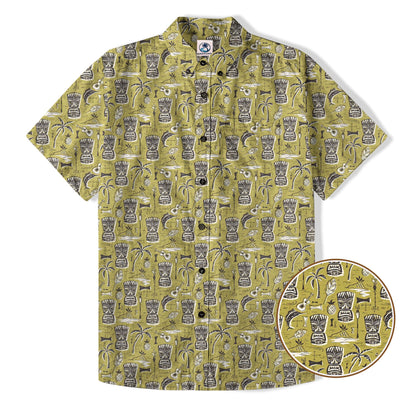 Retro Mid Century Modern Tiki Hawaii Shirt, Tropical Tiki Hawaii Shirt