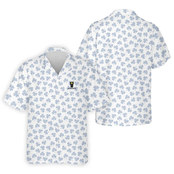 Vitamin G Shamrock Pattern Golf And Beer White Golf Shirt
