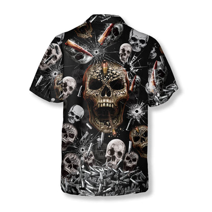 Head Shot Bullets Background Skull Hawaiian Shirt