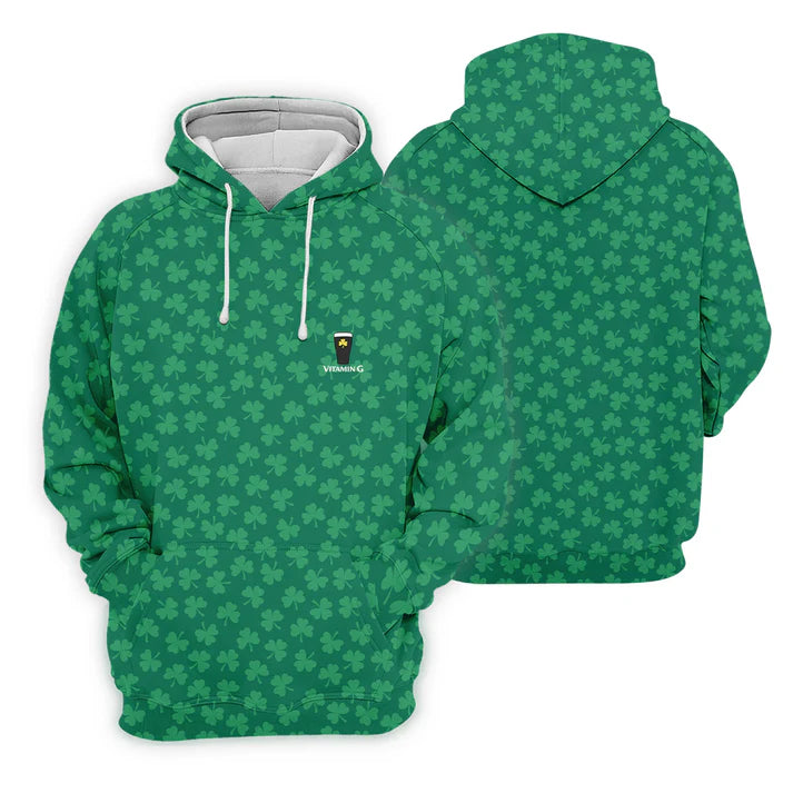 Vitamin G Shamrock Pattern Golf And Beer Green Golf Shirt