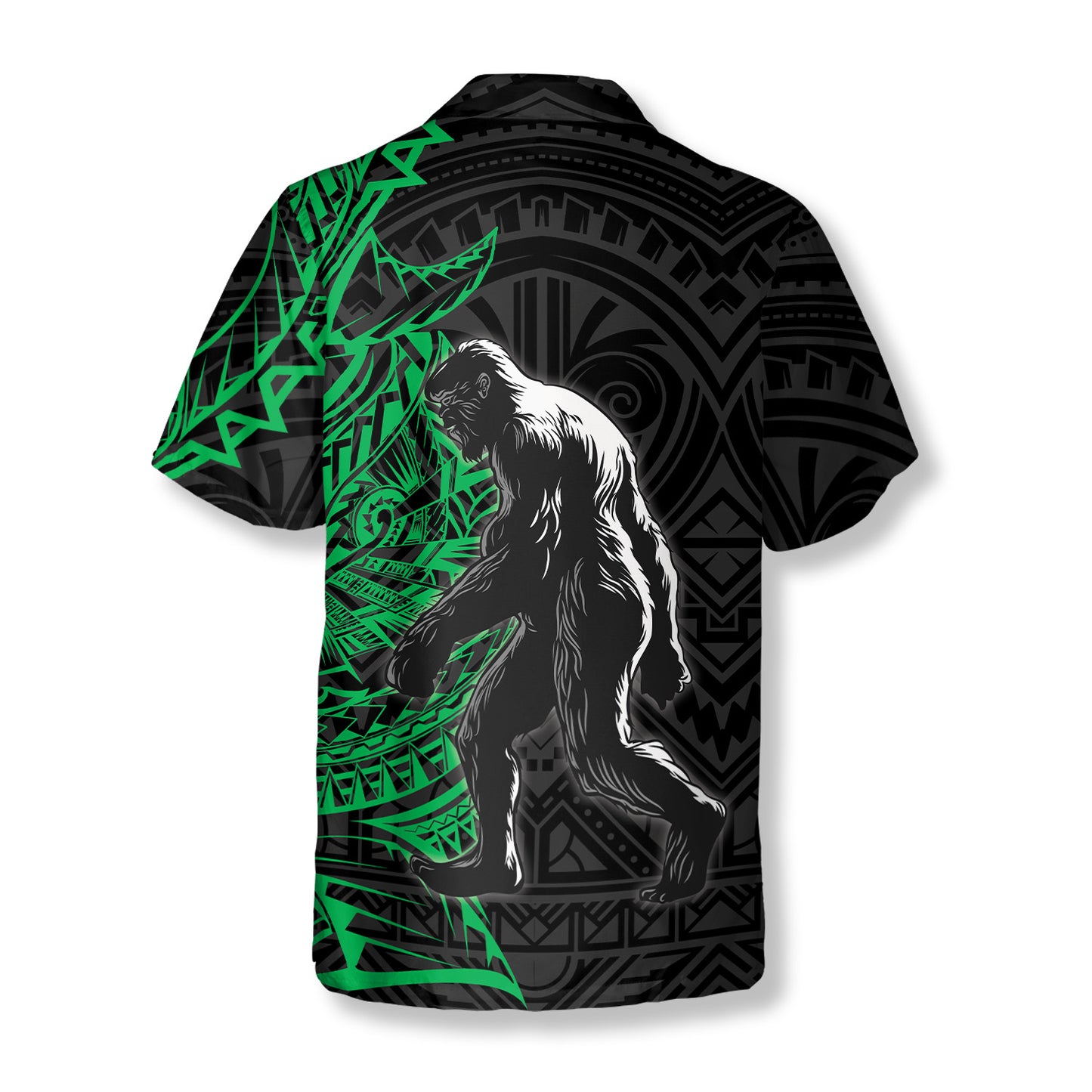 In The Woods Green Tribal Bigfoot Hawaiian Shirts