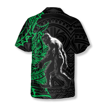 In The Woods Green Tribal Bigfoot Hawaiian Shirts