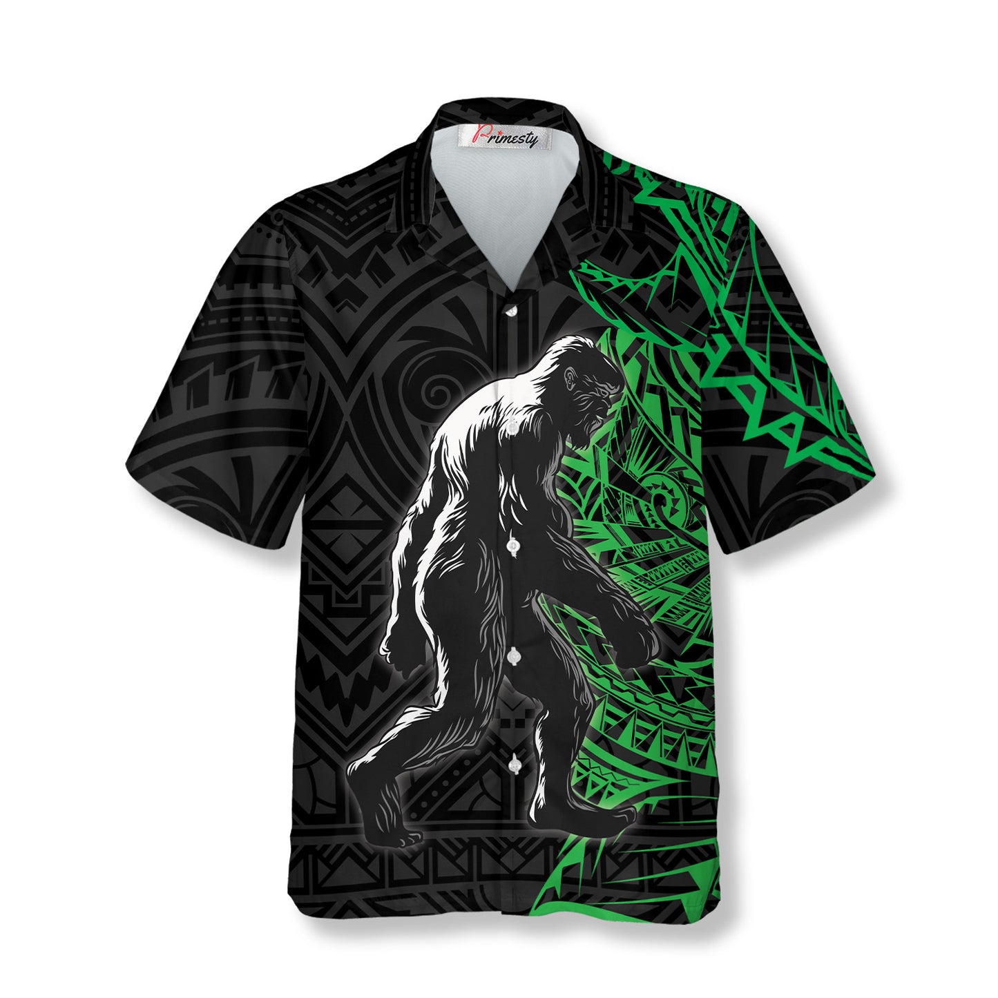 In The Woods Green Tribal Bigfoot Hawaiian Shirts