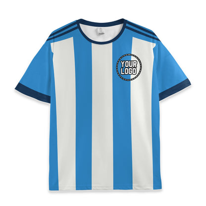 Custom Team Blue and White Bold Stripe Soccer Jersey