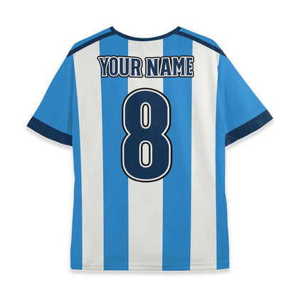Custom Team Blue and White Bold Stripe Soccer Jersey