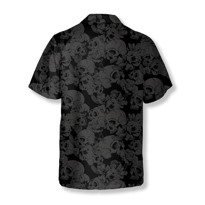 Just Love Skulls Flowers Black Background Skull Hawaiian Shirt