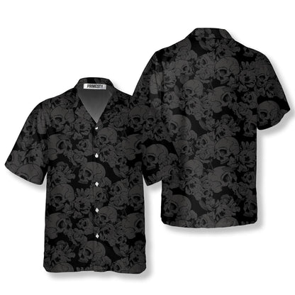 Just Love Skulls Flowers Black Background Skull Hawaiian Shirt - Primesty