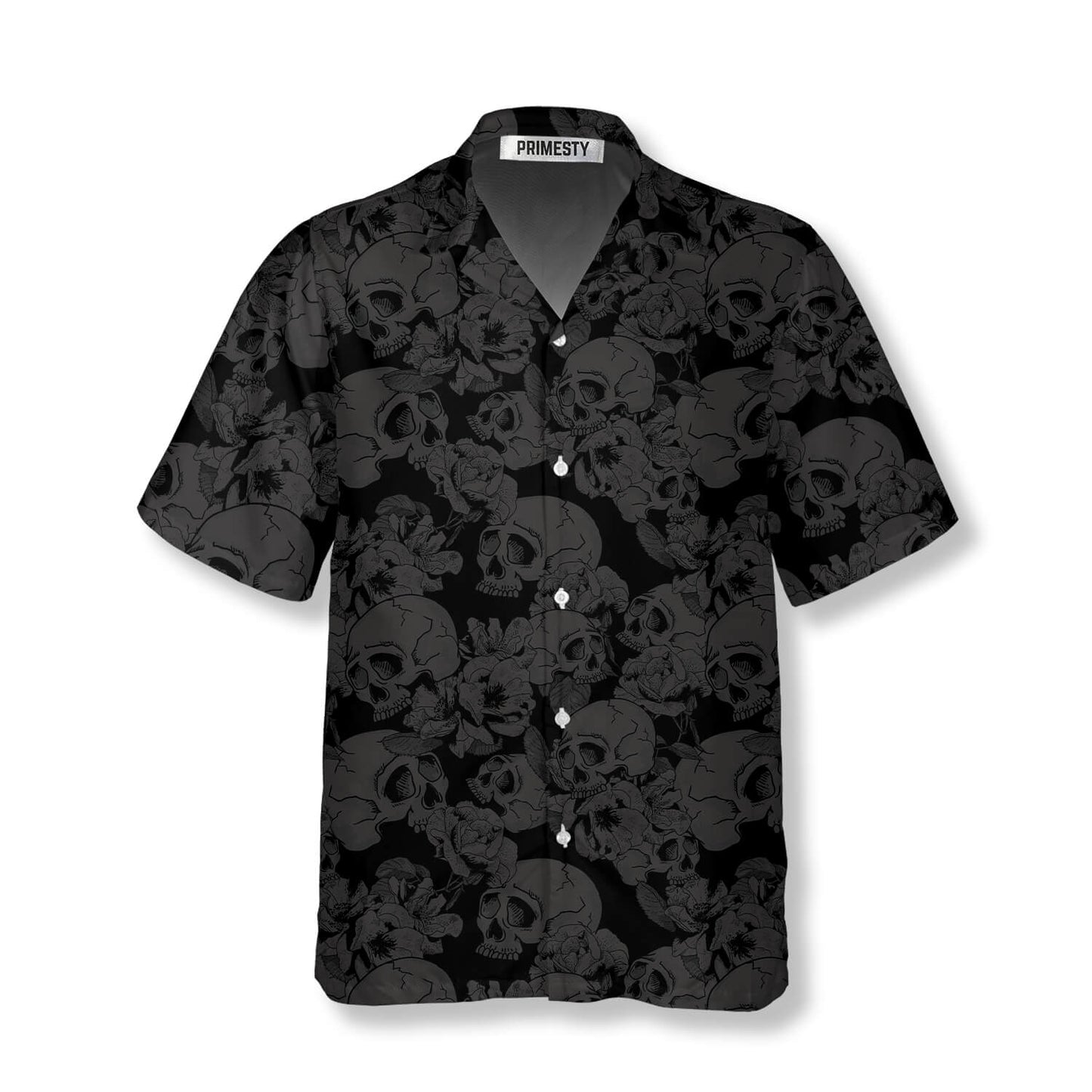 Just Love Skulls Flowers Black Background Skull Hawaiian Shirt
