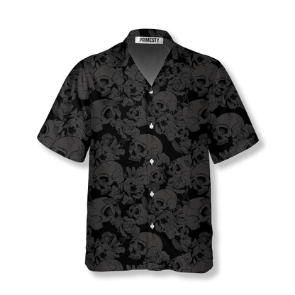 Just Love Skulls Flowers Black Background Skull Hawaiian Shirt