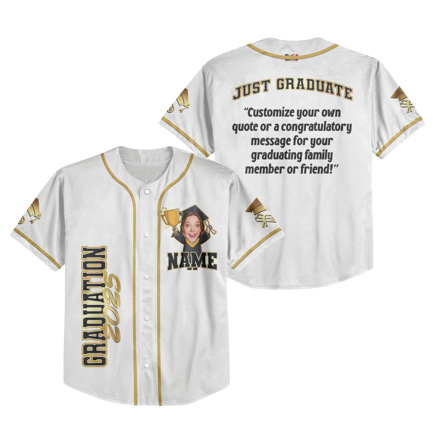 Custom Just Graduate Baseball Jersey