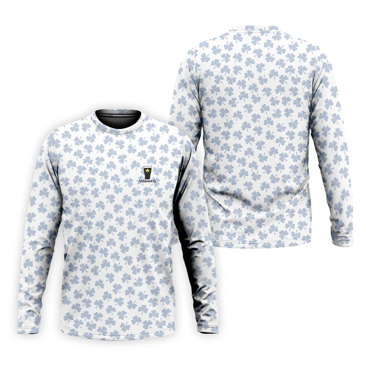 Vitamin G Shamrock Pattern Golf And Beer White Golf Shirt