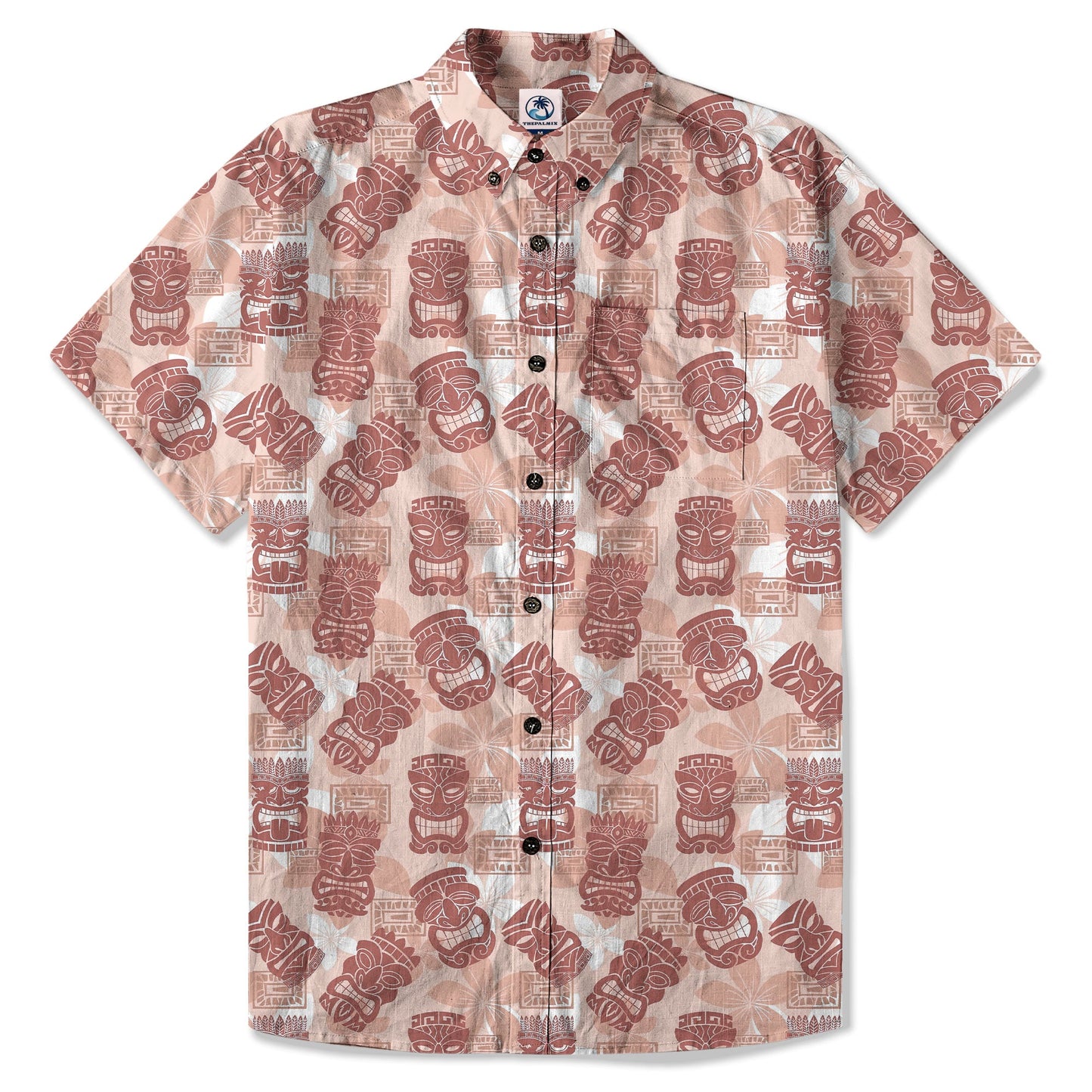 Colorful Tiki Hawaiian Shirt, Tribal Tiki Hibiscus Hawaiian Shirt