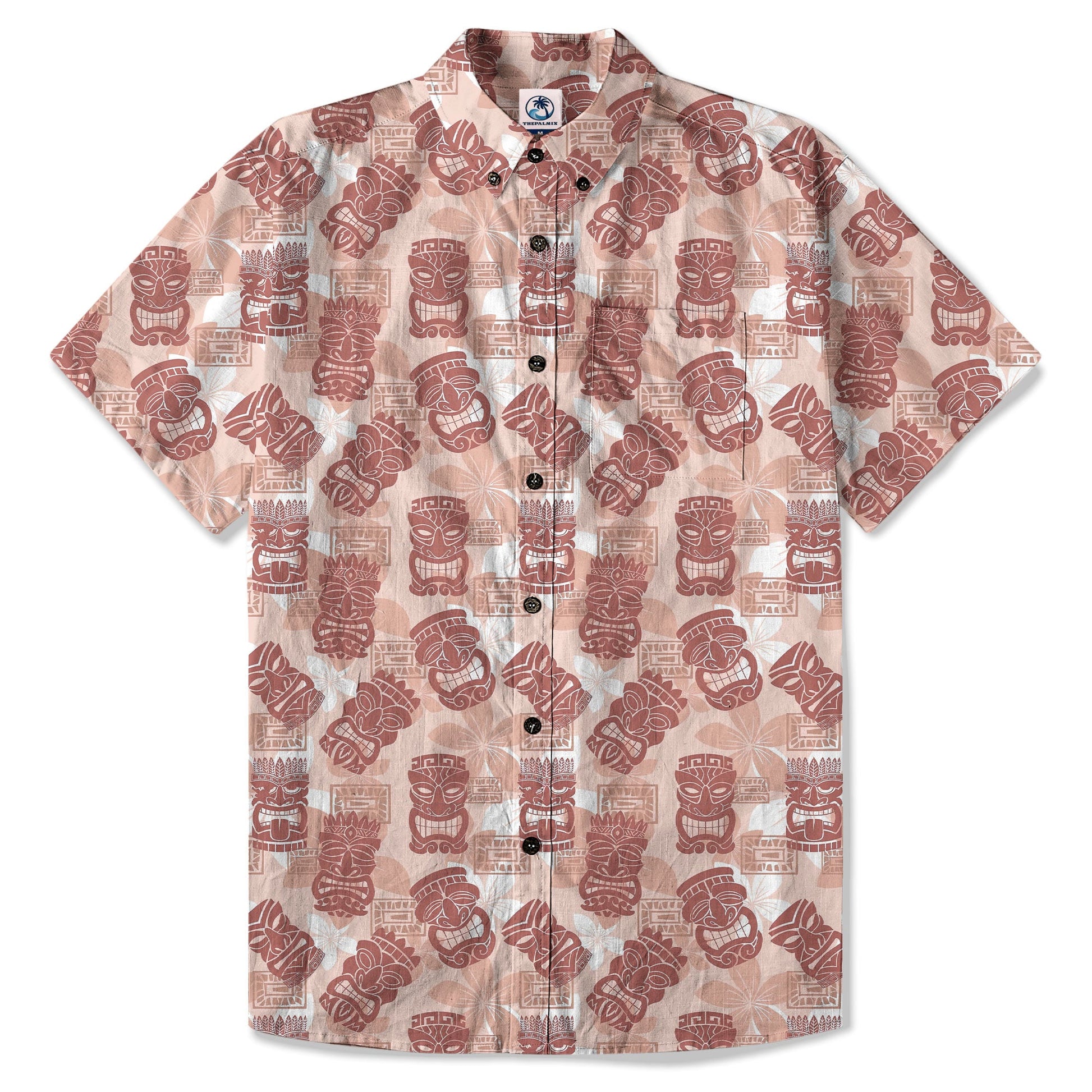 Colorful Tiki Hawaiian Shirt, Tribal Tiki Hibiscus Hawaiian Shirt