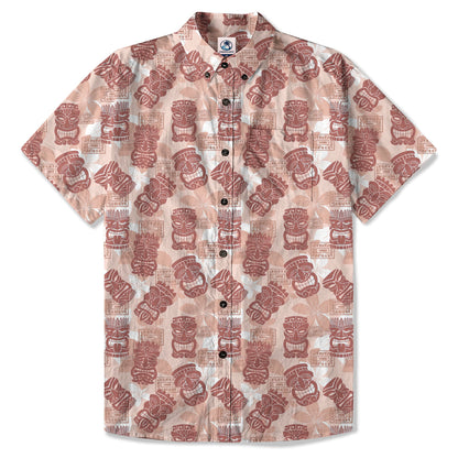 Colorful Tiki Hawaiian Shirt, Tribal Tiki Hibiscus Hawaiian Shirt