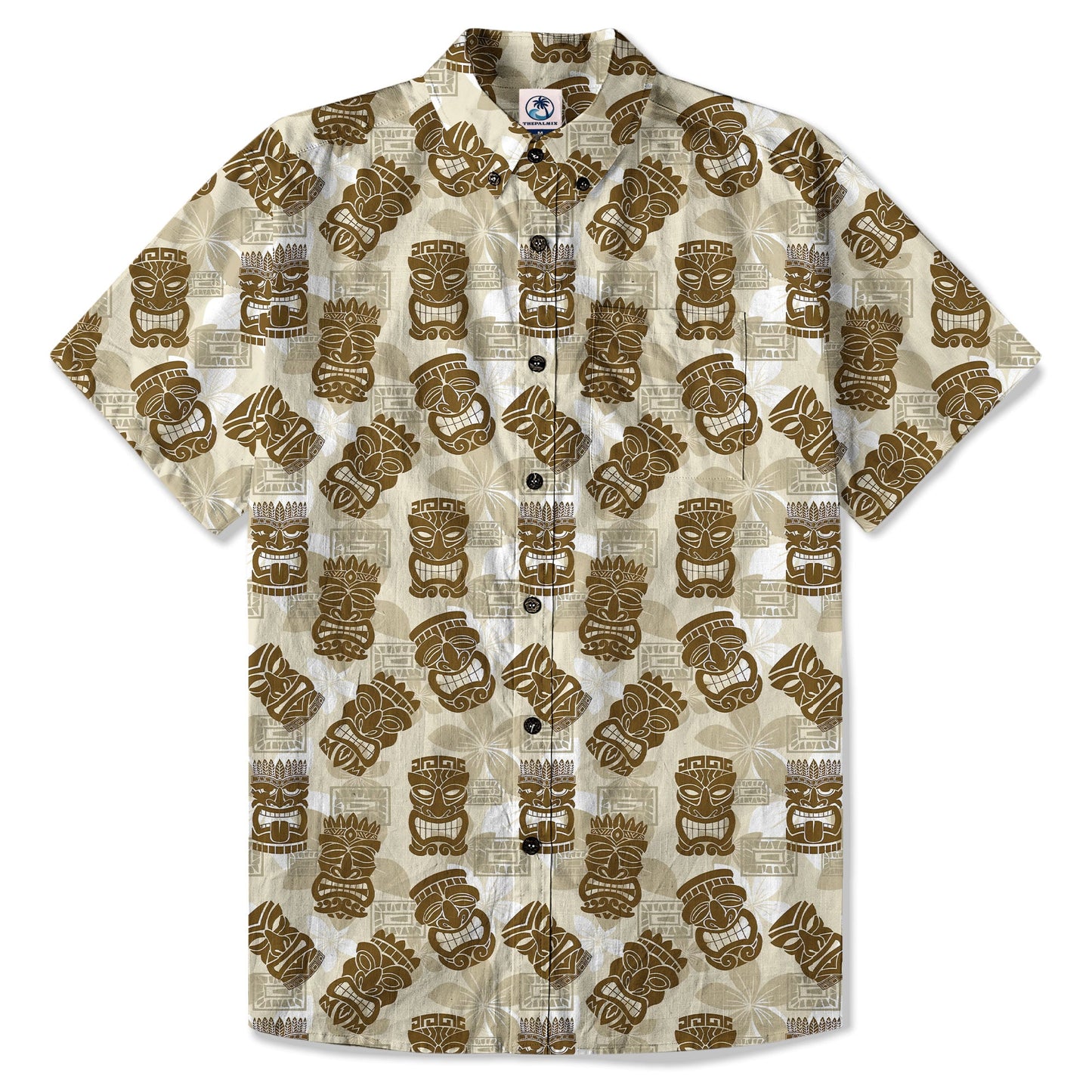 Colorful Tiki Hawaiian Shirt, Tribal Tiki Hibiscus Hawaiian Shirt