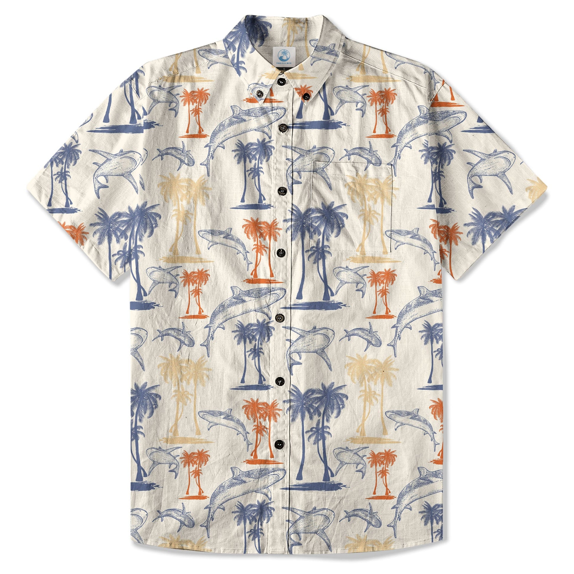 Sharks and Palms Islands Hawaiian Shirt, Ocean Animals Hawaii Shirt