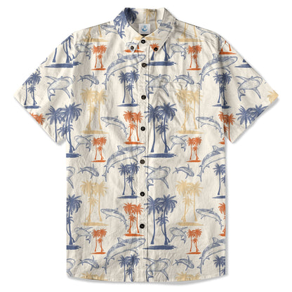 Sharks and Palms Islands Hawaiian Shirt, Ocean Animals Hawaii Shirt
