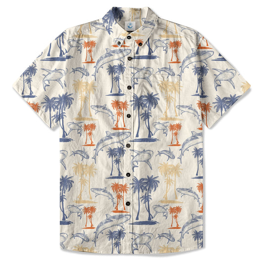 Sharks and Palms Islands Hawaiian Shirt, Ocean Animals Hawaii Shirt