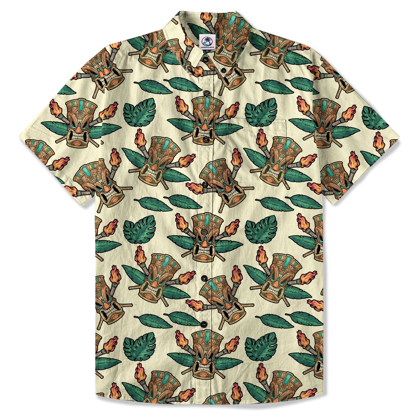Tribal Tiki Hawaiian Shirt, Tiki Flowers Aloha Hawaii Shirt
