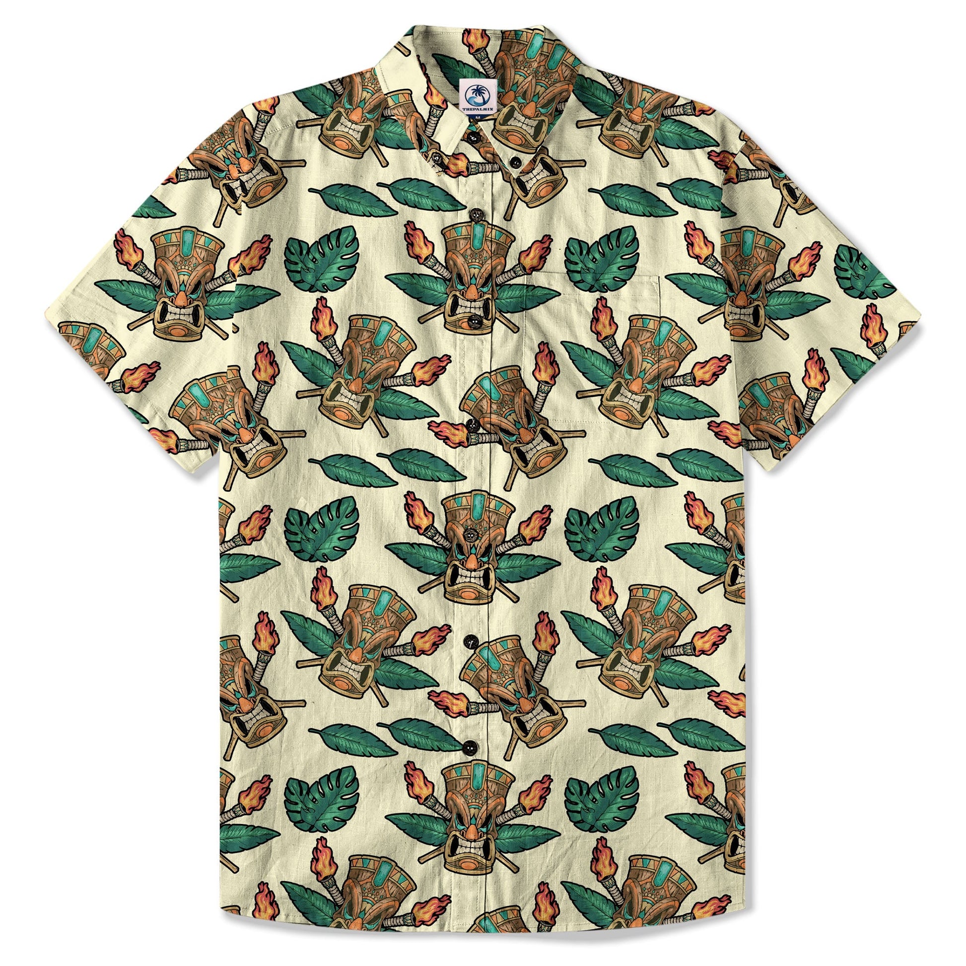 Tribal Tiki Hawaiian Shirt, Tiki Flowers Aloha Hawaii Shirt