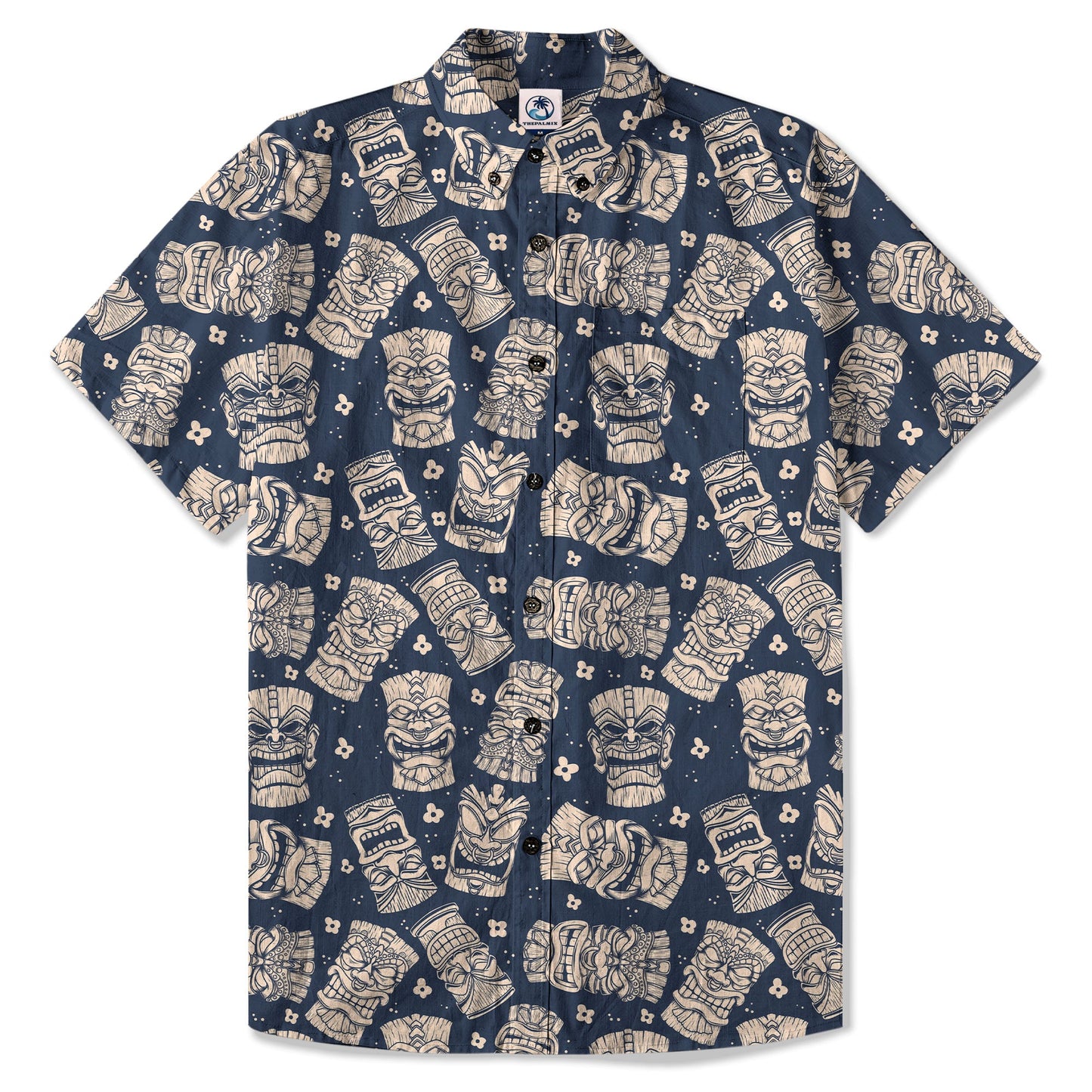 Tribal Tiki Hawaiian Shirt, Tiki Flowers Aloha Hawaii Shirt