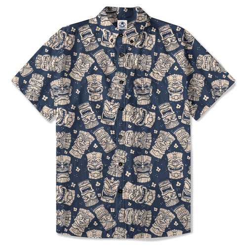 Tribal Tiki Hawaiian Shirt, Tiki Flowers Aloha Hawaii Shirt