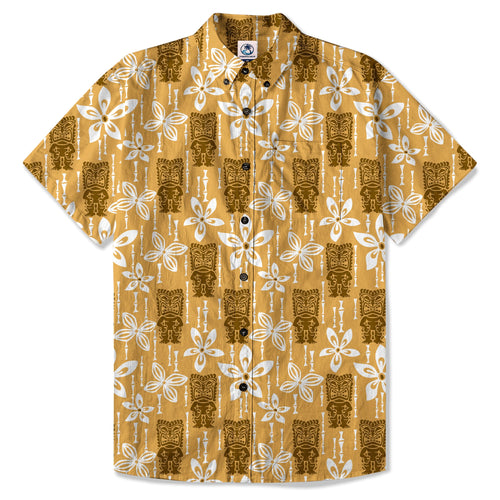 Tiki Hibiscus Flowers Hawaii Shirt
