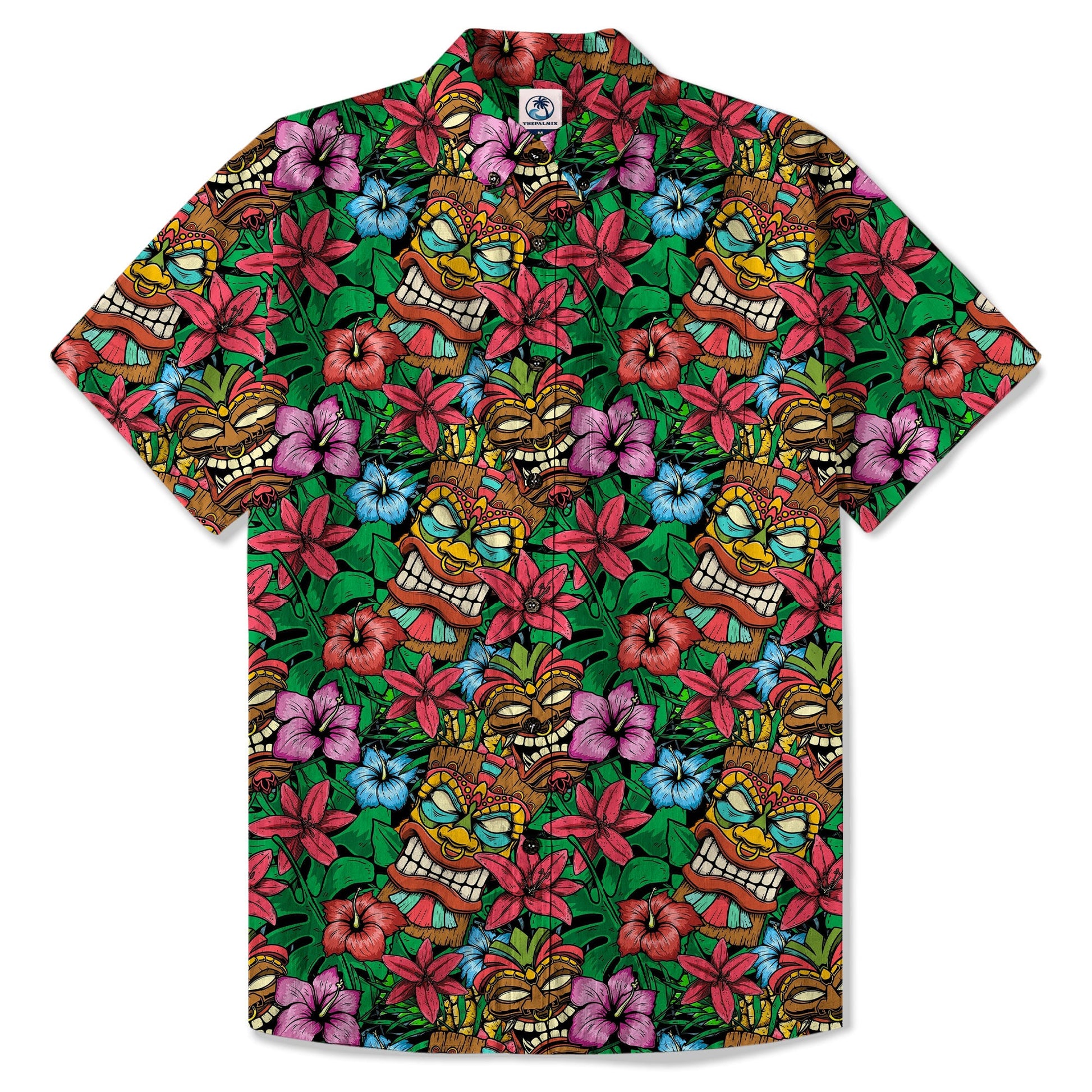 Tiki Hibiscus Flowers Hawaii Shirt