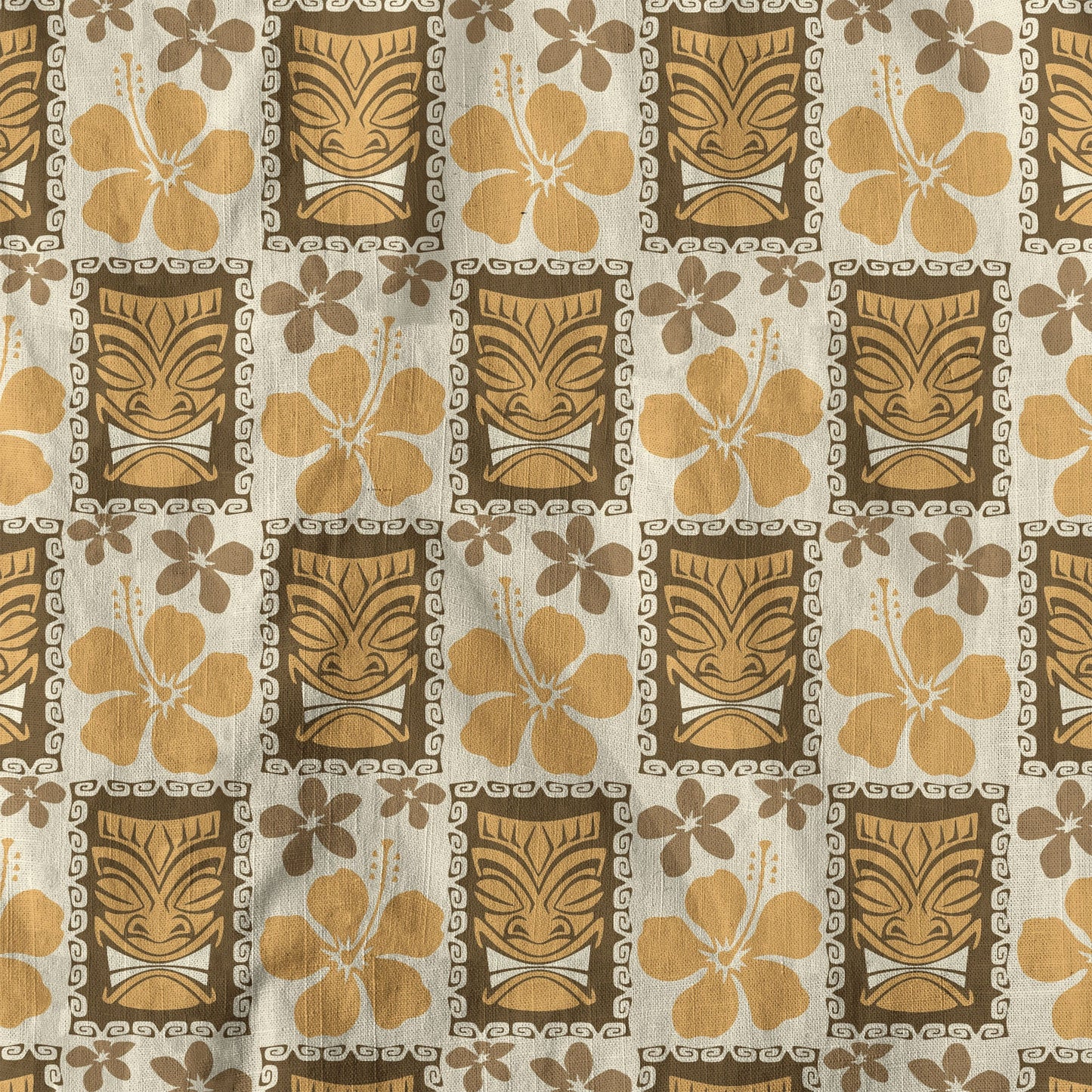 Tiki Mask Pattern Hawaiian Shirt, Tribal Tiki Hibiscus Pattern Hawaiian Shirt