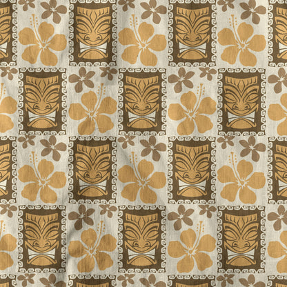 Tiki Mask Pattern Hawaiian Shirt, Tribal Tiki Hibiscus Pattern Hawaiian Shirt