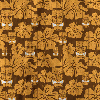 Tiki Mask Pattern Hawaiian Shirt, Tribal Tiki Hibiscus Pattern Hawaiian Shirt