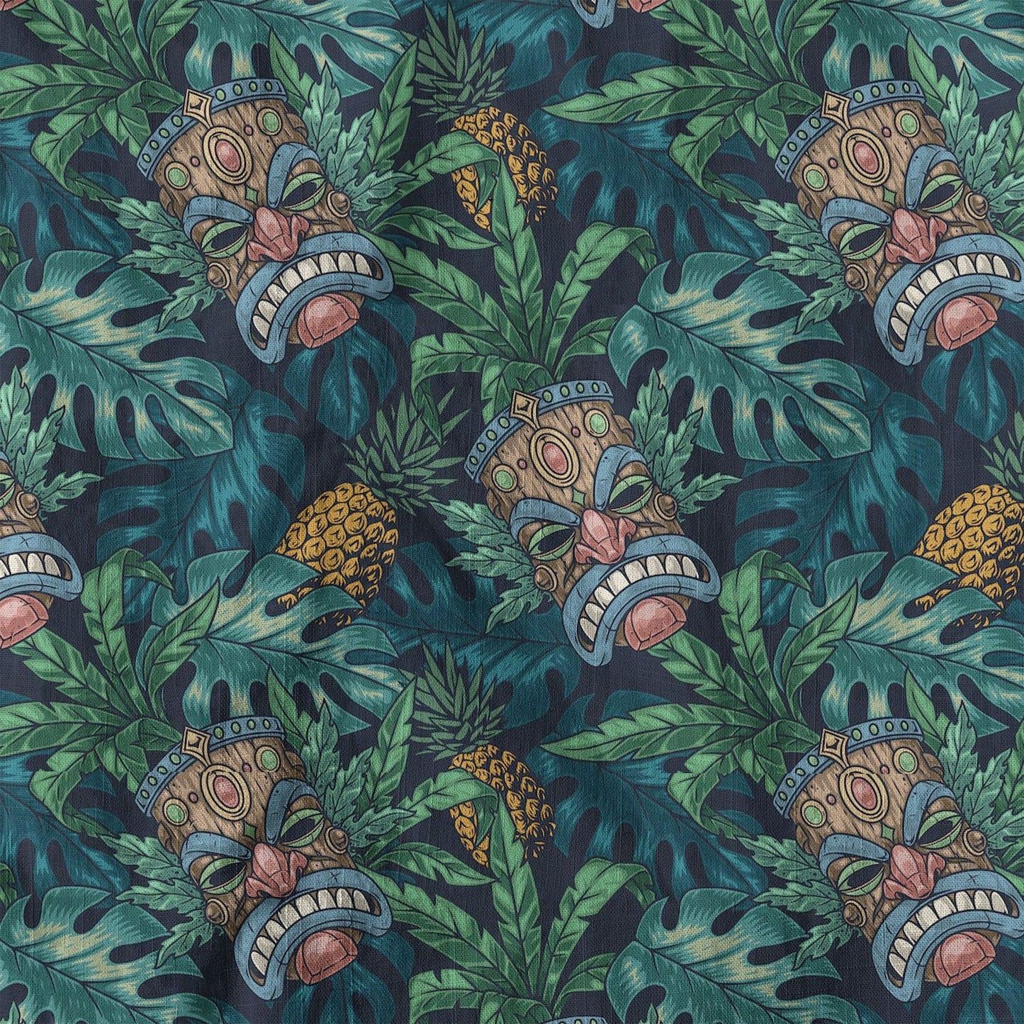Polynesian Tiki Mask And Hibiscus Flowers Hawaiian Shirt