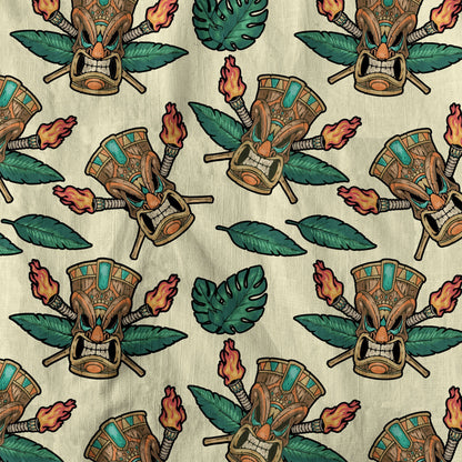 Tribal Tiki Hawaiian Shirt, Tiki Flowers Aloha Hawaii Shirt
