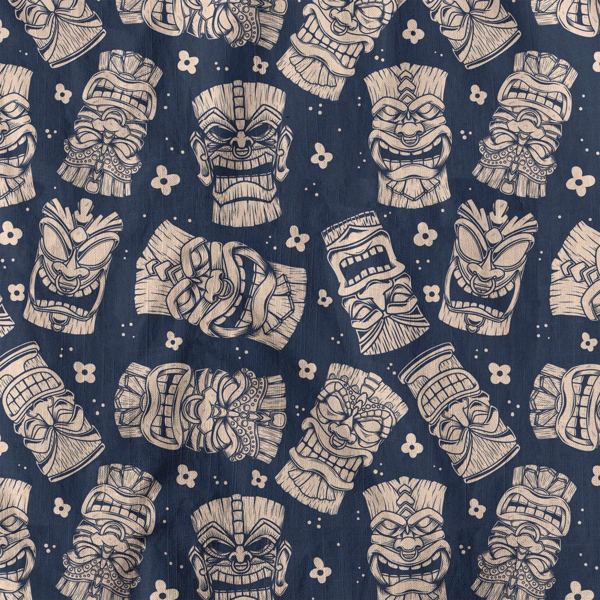 Tribal Tiki Hawaiian Shirt, Tiki Flowers Aloha Hawaii Shirt