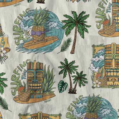 Tiki Mask Hawaii Shirt, Aloha Flowers Surfing Tiki Hawaii Shirt
