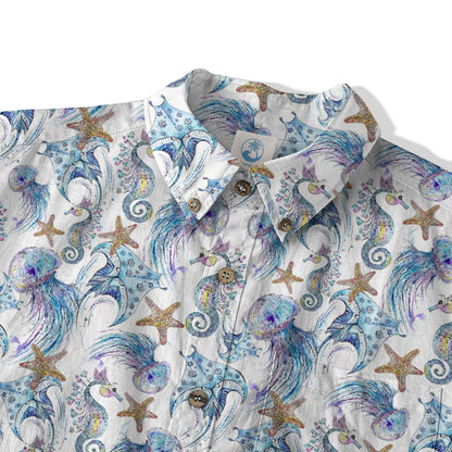Ocean Animal Aloha Hawaiian Shirt, Sea Life Hawaii Shirt