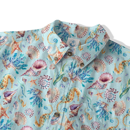 Ocean Animals Aloha Theme Hawaiian Shirt, Summer Vibes Button Down Hawaii Shirt