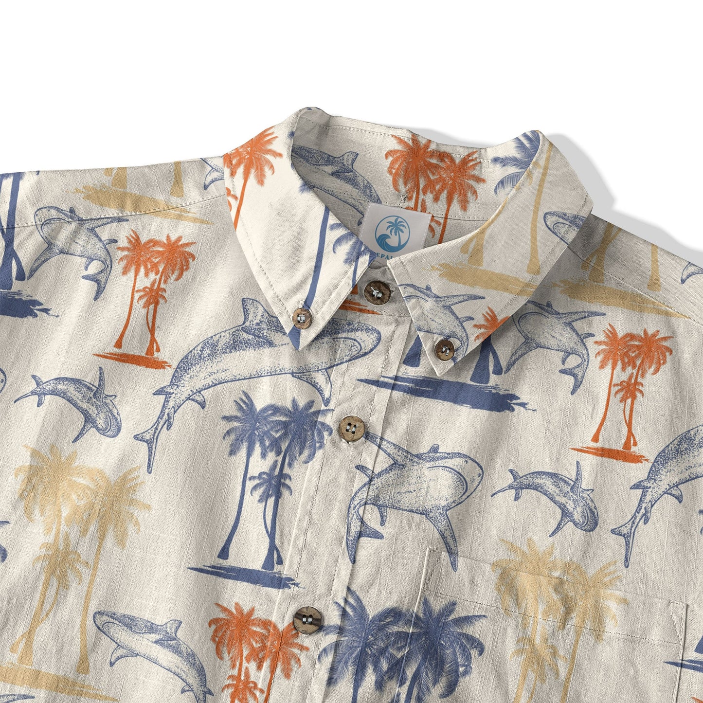 Sharks and Palms Islands Hawaiian Shirt, Ocean Animals Hawaii Shirt