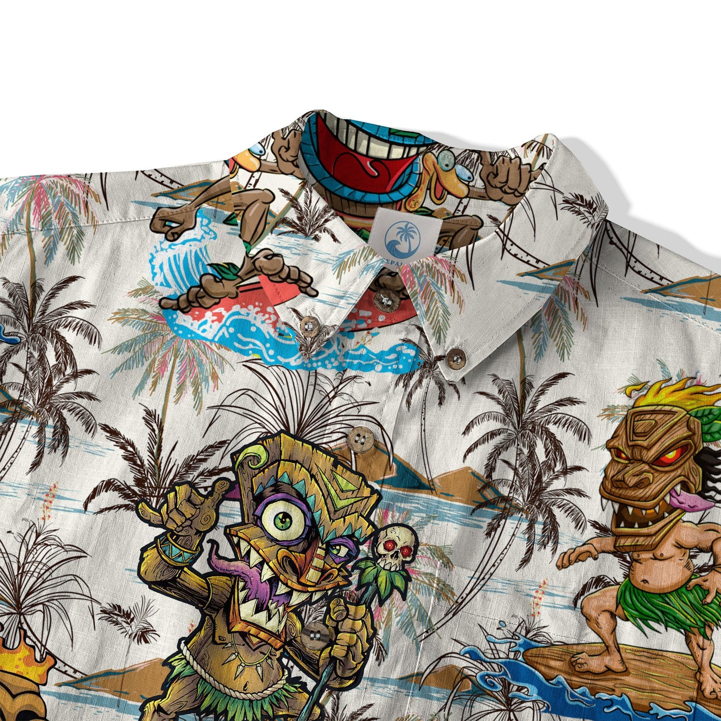 Tiki Mask Aloha Hawaii Shirt, Surfing Tiki Pattern Hawaiian Shirt
