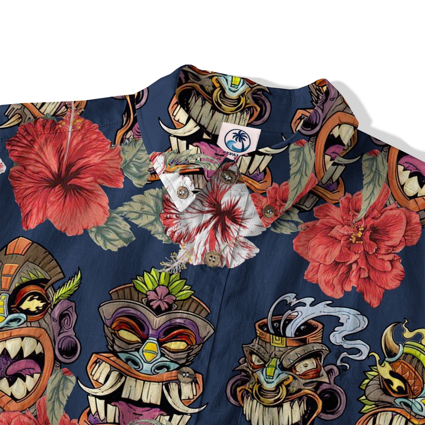 Hawaii Plumeria Lei Hawaiian Shirt, Tiki and Kakau Pattern