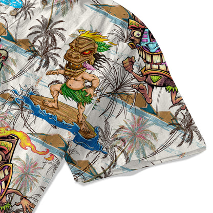 Tiki Mask Aloha Hawaii Shirt, Surfing Tiki Pattern Hawaiian Shirt