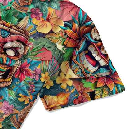 Colorful Tiki Hawaiian Shirt, Summer Vibes Aloha Hawaii Shirt